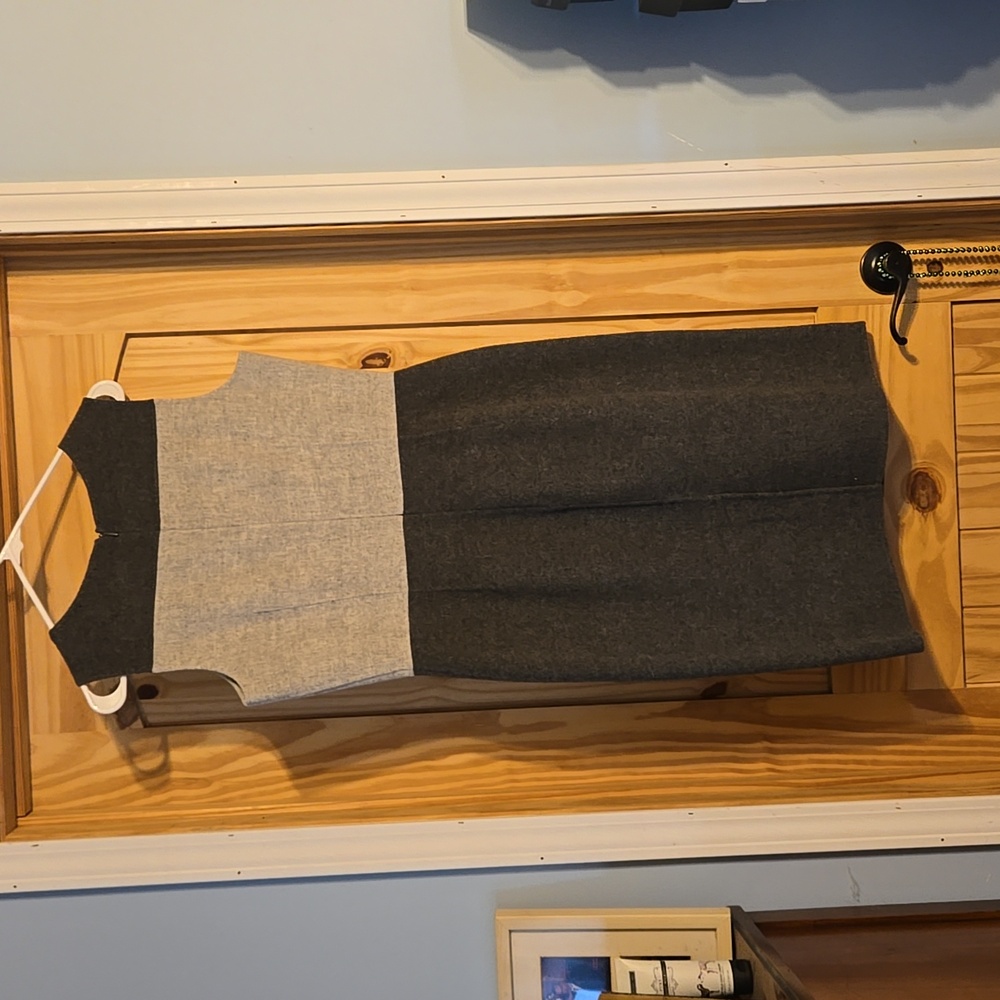 Talbots Gray Color Block Wool Blend Sheath Crew N… - image 4